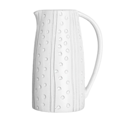 Patterned Ceramic Pitcher, white