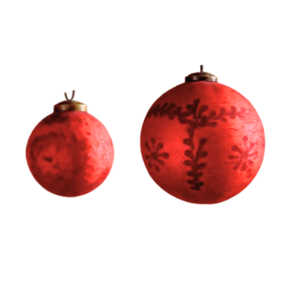 Frosted Etched Ornament, red