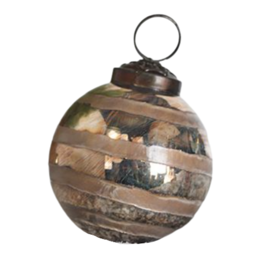 Mercury Glass Striped Ornament