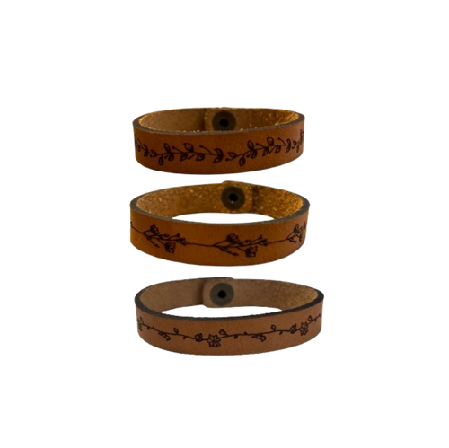 Leather Bracelet - Floral
