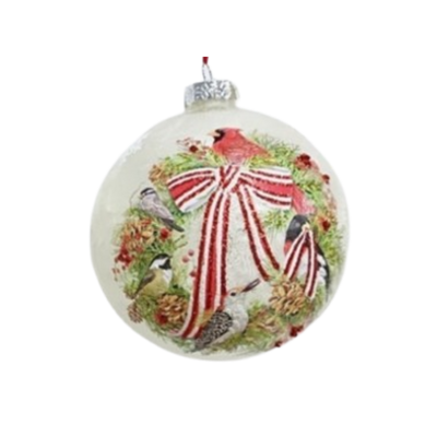 Round Cardinal Ornament