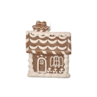 Flocked Gingerbread House Ornament