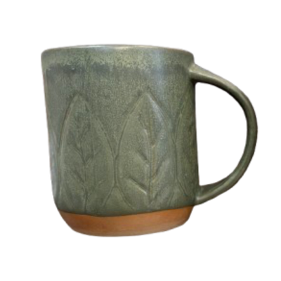 Reactive Glaze Mug, green floral