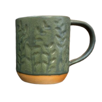 Reactive Glaze Mug, green floral