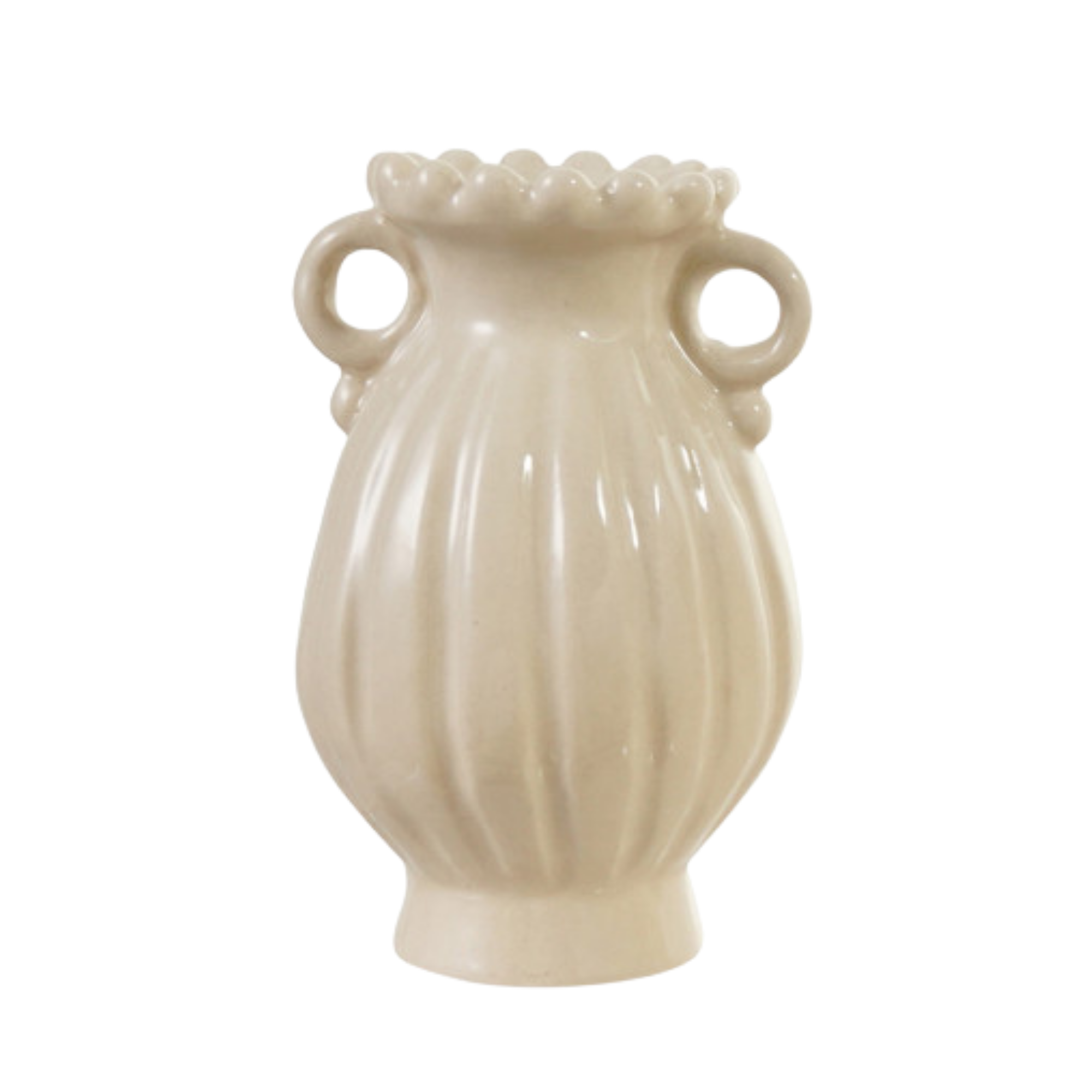 Stoneware Handled Vase, cream