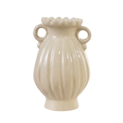 Stoneware Handled Vase, cream