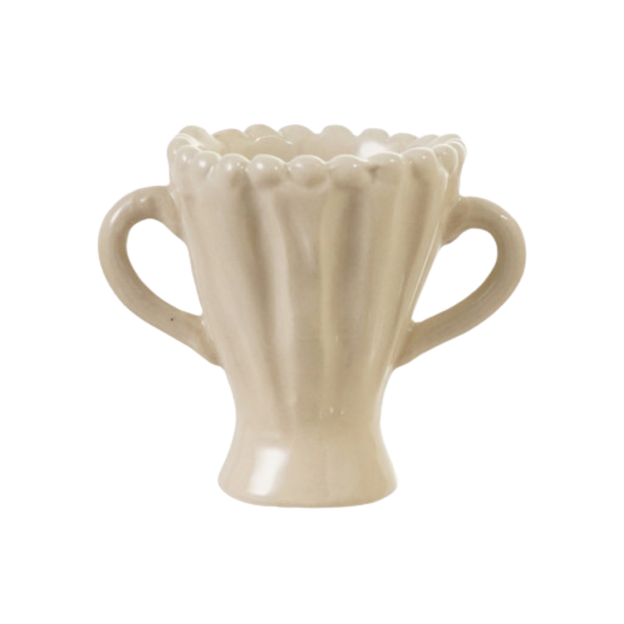 Stoneware Handled Vase, cream