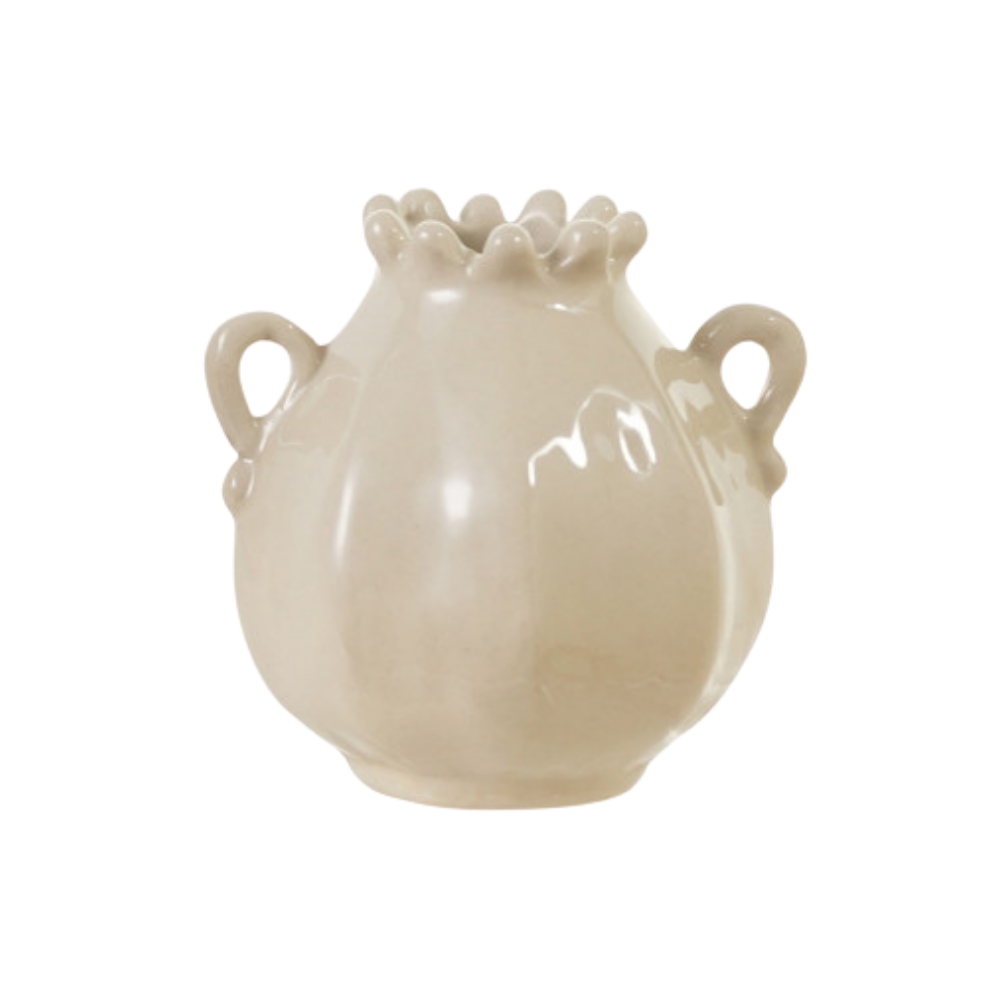 Stoneware Handled Vase, cream