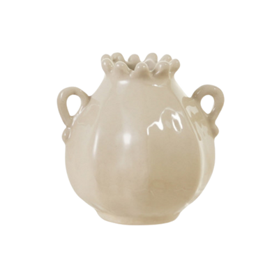 Stoneware Handled Vase, cream