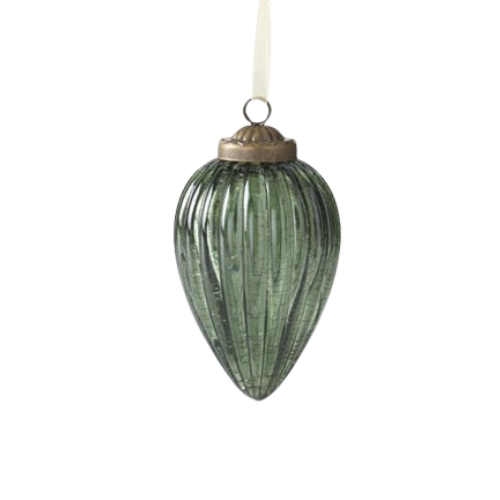 Crackled Glass Ornament, green