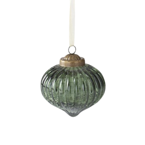 Crackled Glass Ornament, green