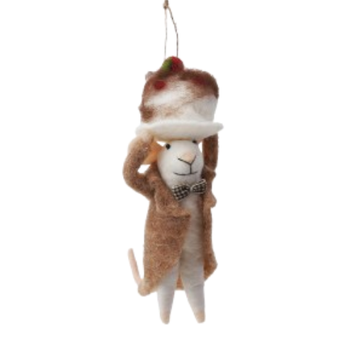 Felt Mouse with Cake Ornament
