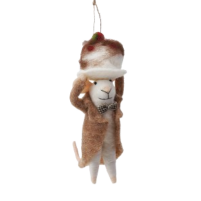 Felt Mouse with Cake Ornament