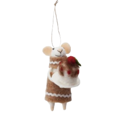 Felt Mouse with Cake Ornament