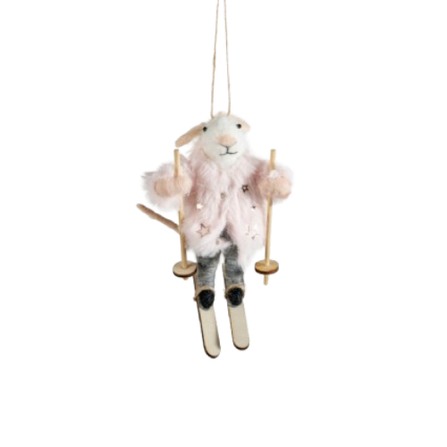 Felt Mouse- Skis/Sled