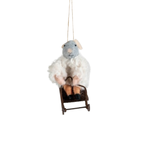 Felt Mouse- Skis/Sled