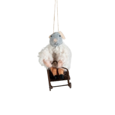 Felt Mouse- Skis/Sled