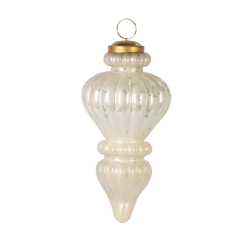 Glass Finial Ornament, ivory