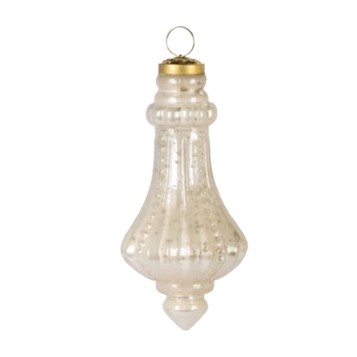 Glass Finial Ornament, ivory