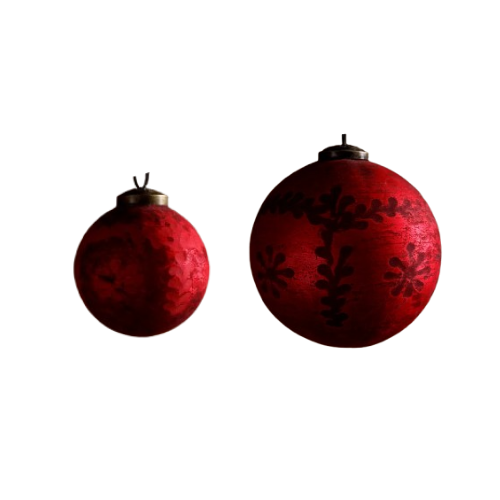 Frosted Etched Glass Ornament, red