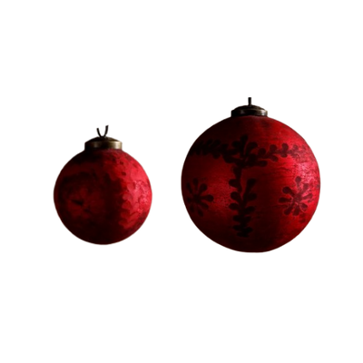 Frosted Etched Glass Ornament, red