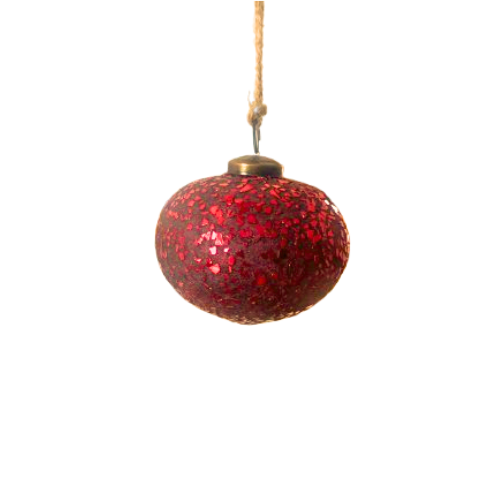 Crushed Glass Ornament, red
