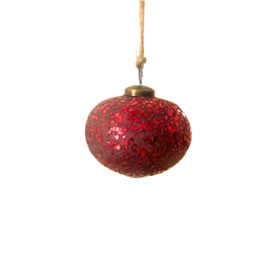 Crushed Glass Ornament, red