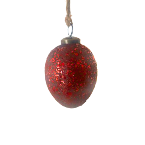 Crushed Glass Ornament, red
