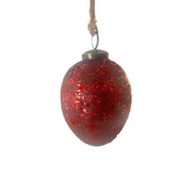 Crushed Glass Ornament, red