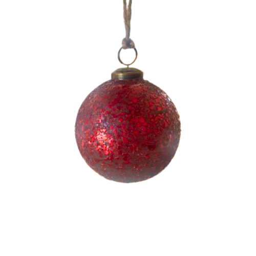 Crushed Glass Ornament, red