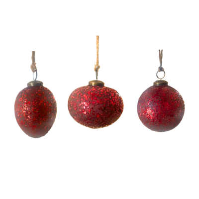 Crushed Glass Ornament, red
