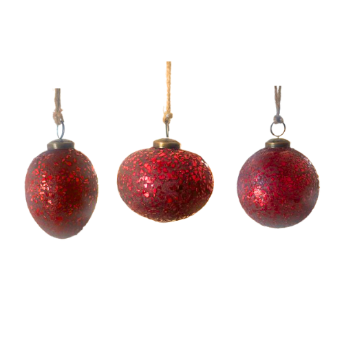 Crushed Glass Ornament, red
