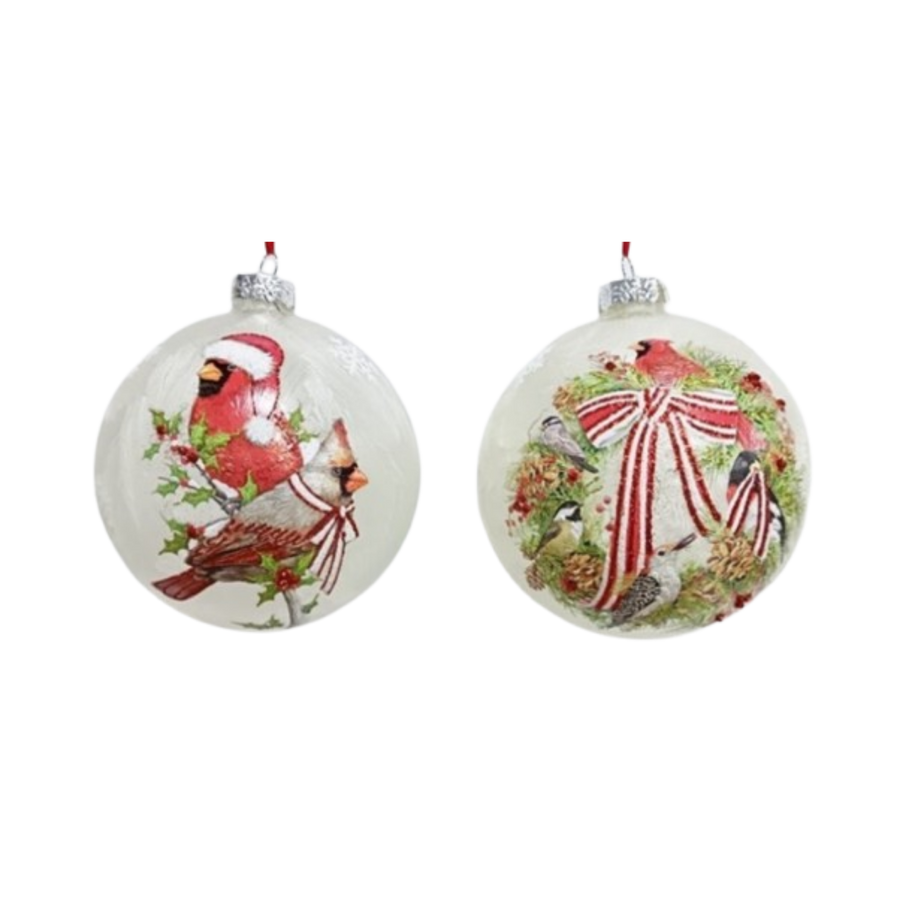 Round Cardinal Ornament