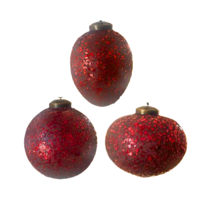Crushed Glass Ornament, red