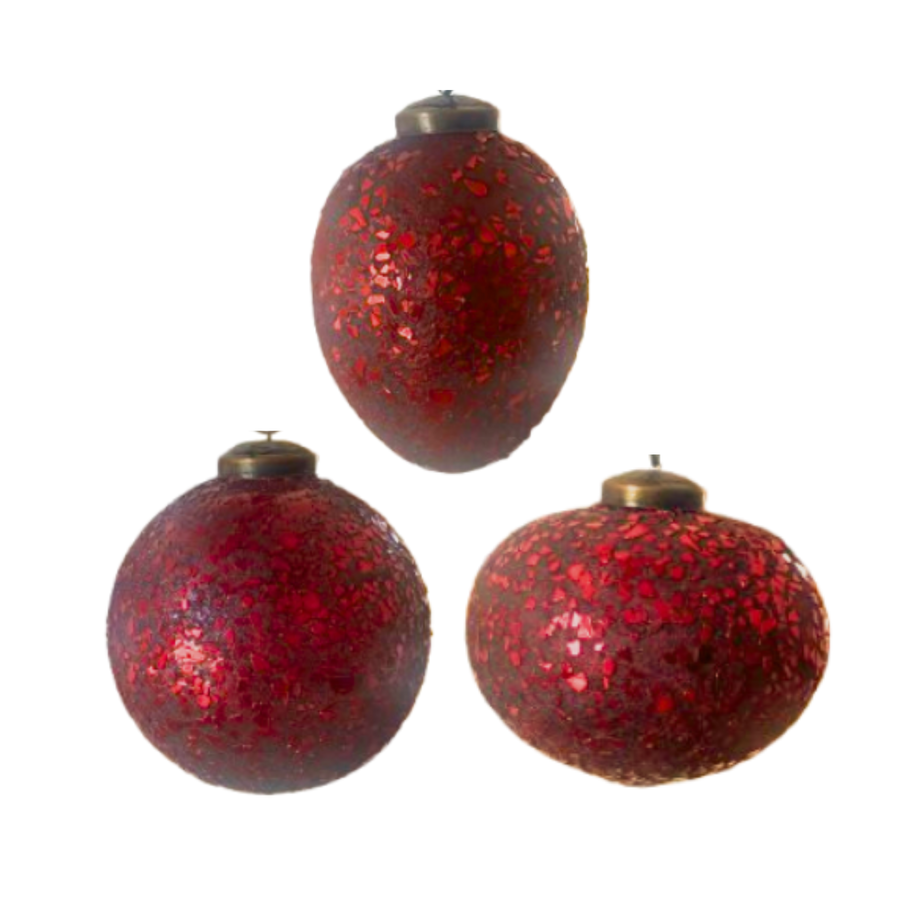 Crushed Glass Ornament, red