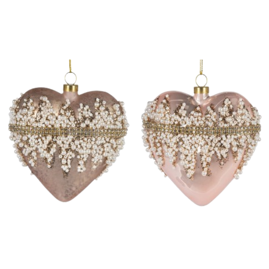Beaded Glass Heart Ornament
