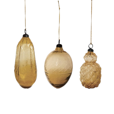 Hand Blown Ornament, amber