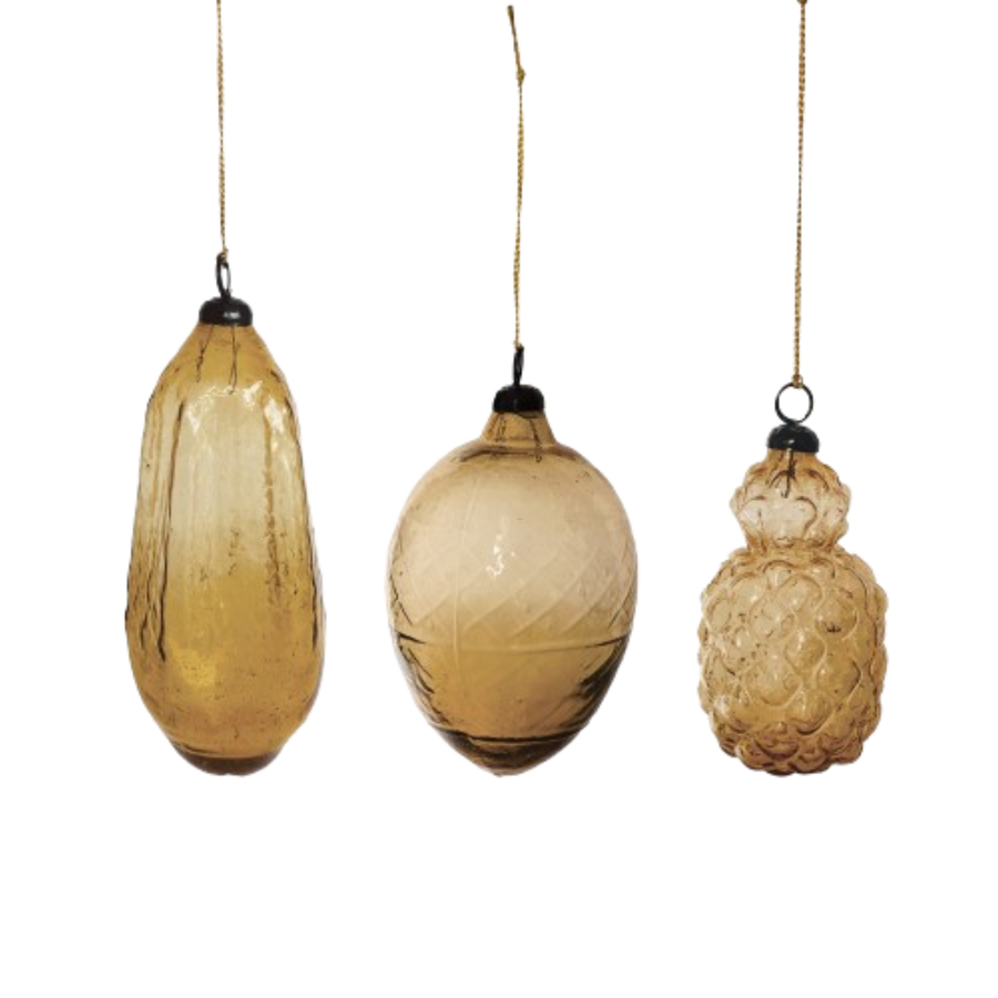 Hand Blown Ornament, amber