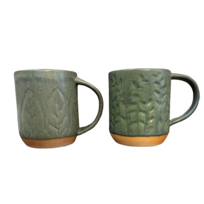 Reactive Glaze Mug, green floral