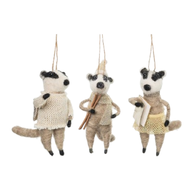 Felt Badger Ornament