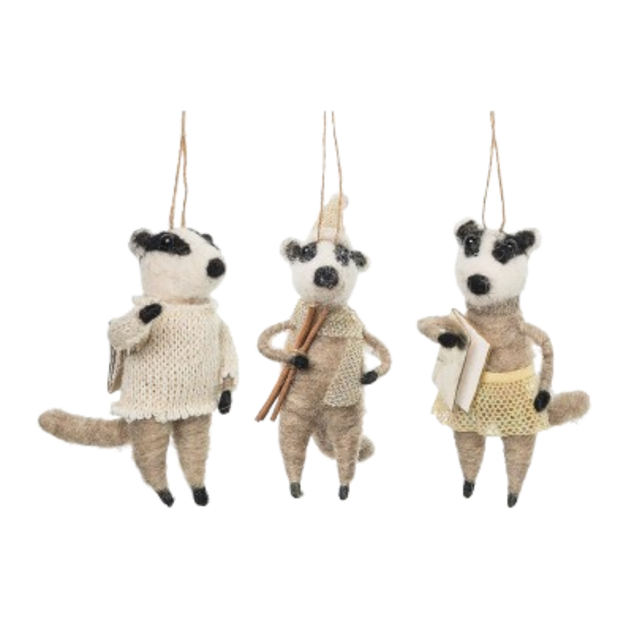 Felt Ornament - Badger