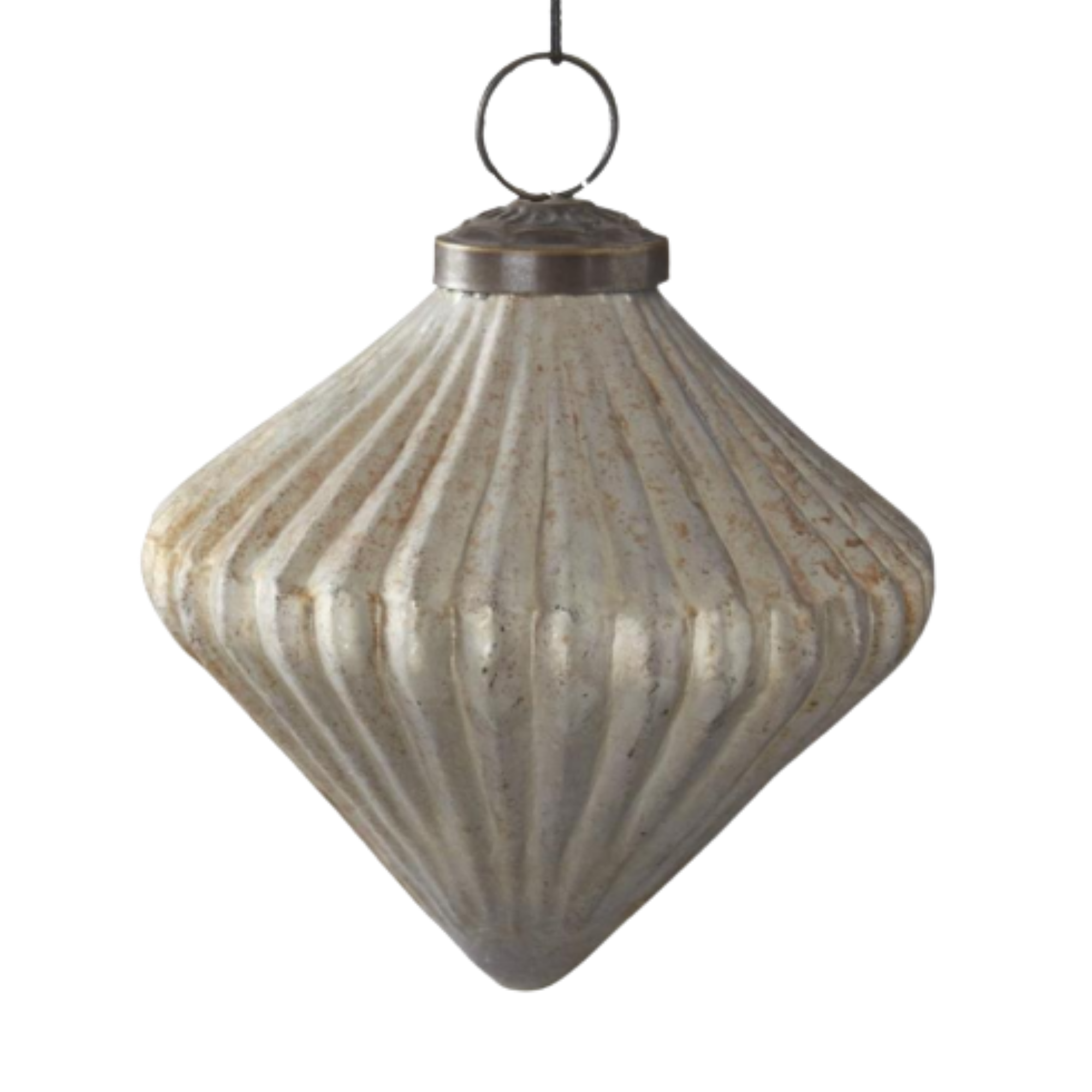 Ribbed Glass Ornament, grey