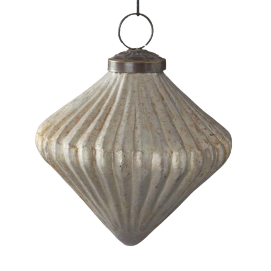 Ribbed Glass Ornament, grey
