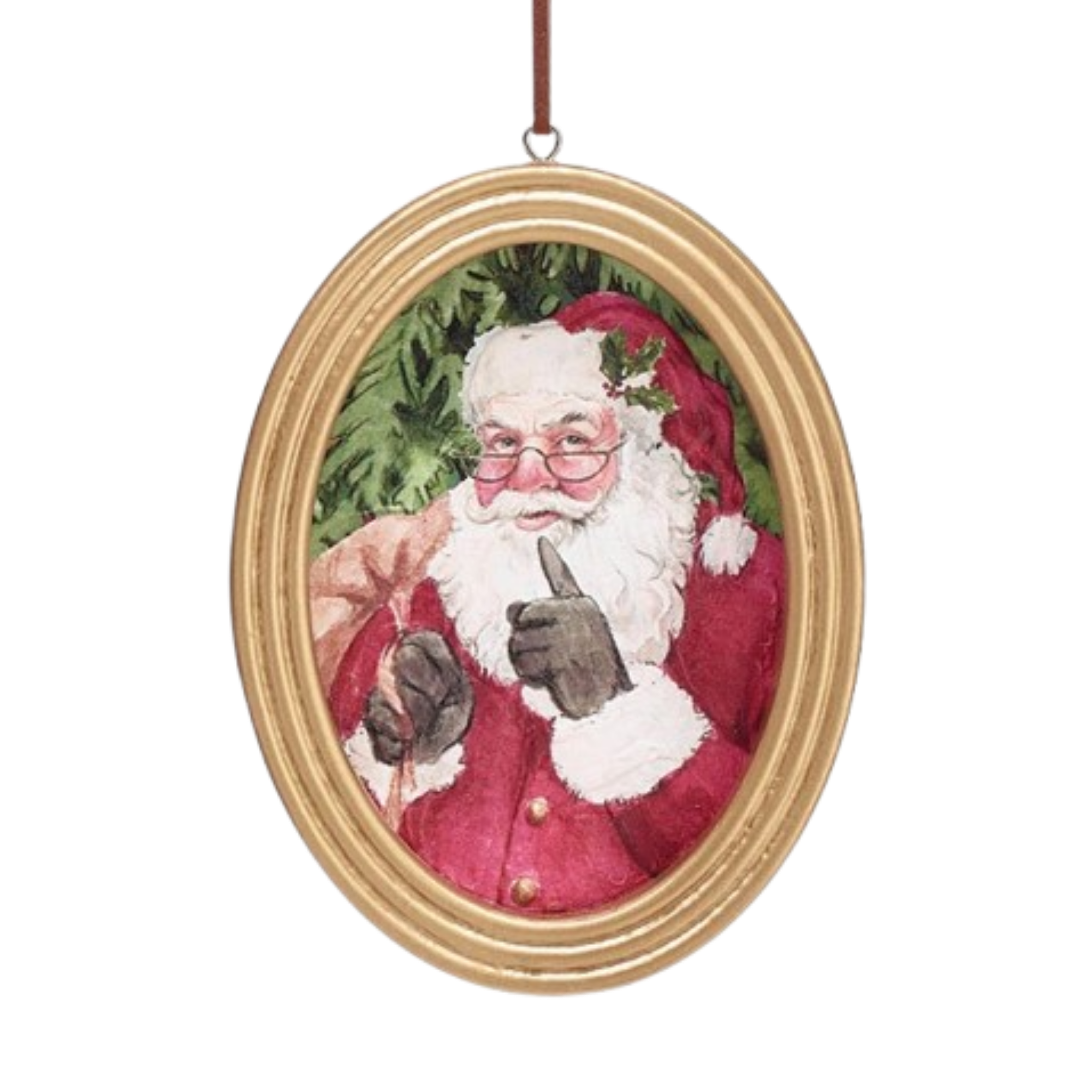 Framed Santa Ornament, oval