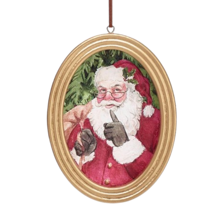 Framed Santa Ornament, oval