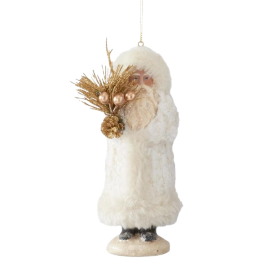 Fleece Coat Santa Ornament