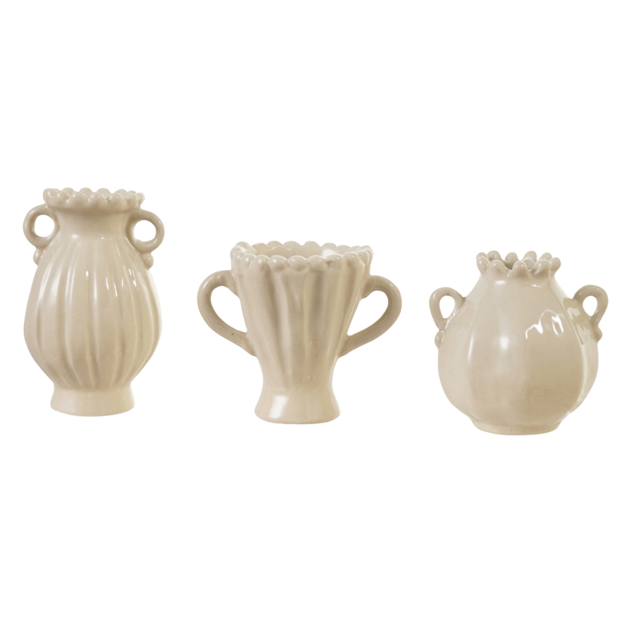 Stoneware Handled Vase, cream