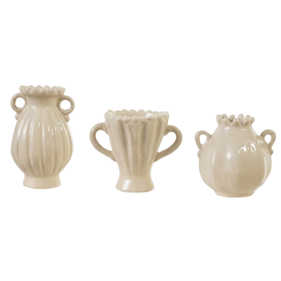 Stoneware Handled Vase, cream