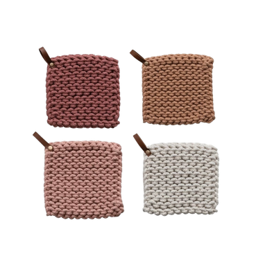 Crocheted Pot Holder, desert winter