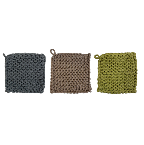 Crocheted Pot Holder, woodland